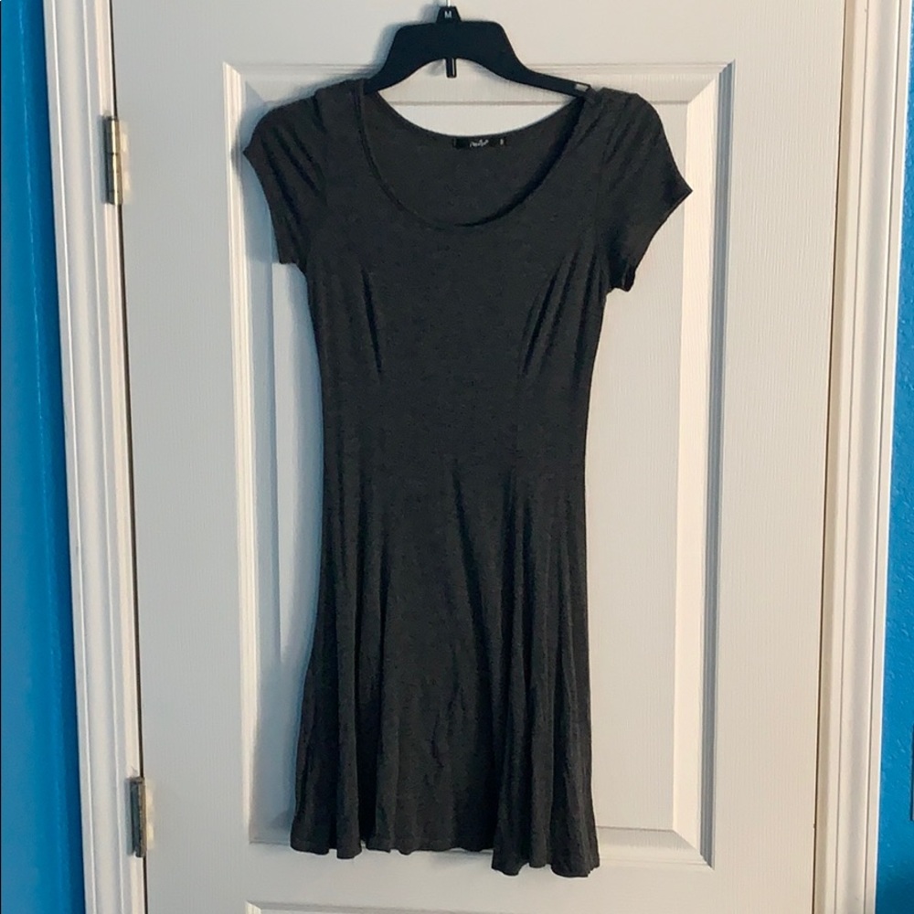 Grey fitted skater dress